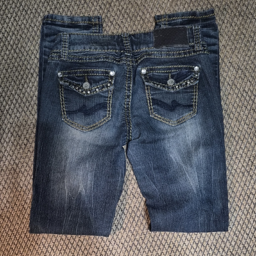 Almost Famous Embellished Dark Wash Denim Jeans